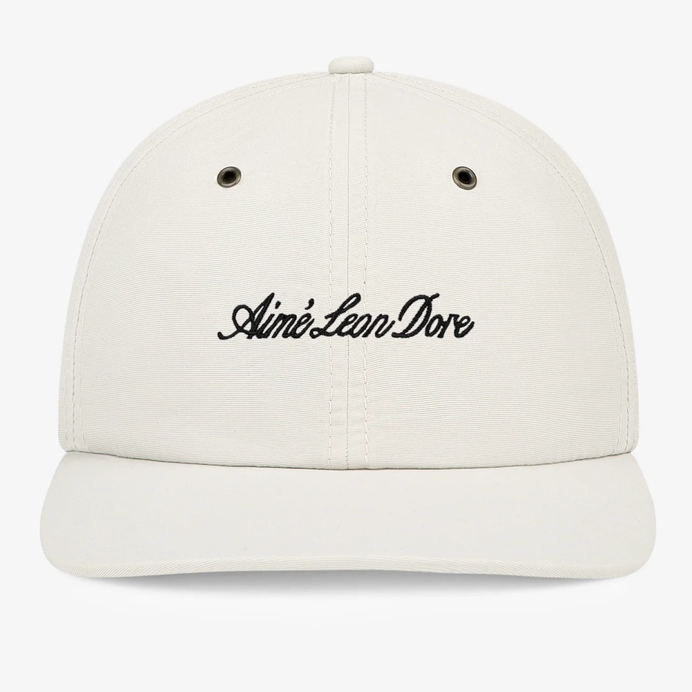 NEW AIME LEON DORE Embroidered Script Sport nylon 6 panel Hat cap silver Burch